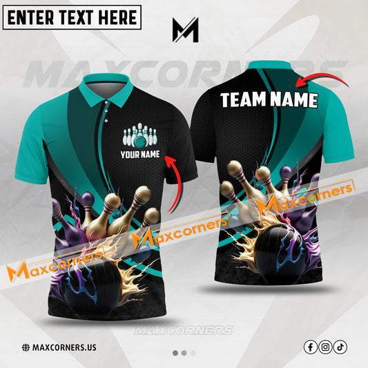 MaxCorners Digital Bowling Jersey Customized Name, Team Name 3D Polo Shirt