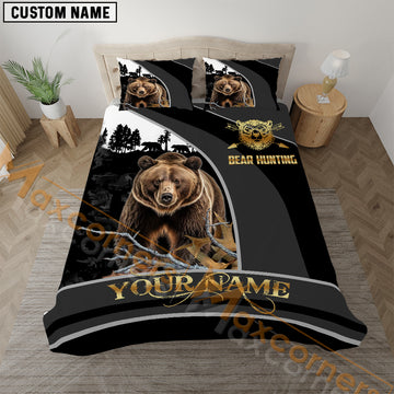 Maxcorners Bear Hunting Forest Classic Bedding Set 3D Print Custom Name