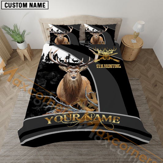 Maxcorners Elk Hunting Forest Classic Bedding Set 3D Print Custom Name