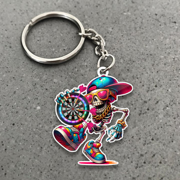 Maxcorners Darts Hip Hop Skeleton Player 3D Keychain