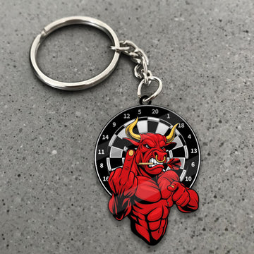 Maxcorners Darts Angry Red Bull Player 3D Keychain
