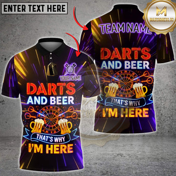 Maxcorners Darts Neon Funny Quote Darts And Beer That’s Why I’m Here Personalized Name 3D Unisex Shirt