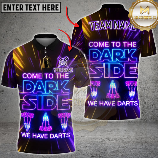 Maxcorners Darts Neon Quote Come To The Dark Side We Have Darts Personalized Name 3D Unisex Shirt