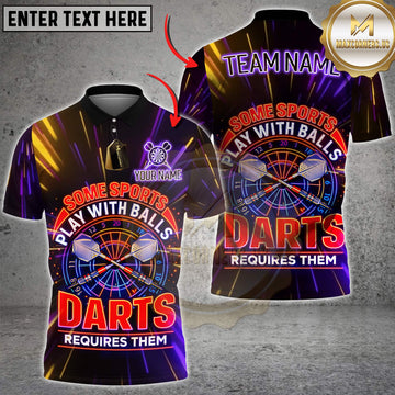 Maxcorners Darts Neon Funny Quote Some Sports Play With Balls Darts Requires Them Personalized Name 3D Unisex Shirt