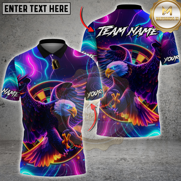 Maxcorners Darts Neon Fire Eagle Dartboard Personalized Name 3D Unisex Shirt