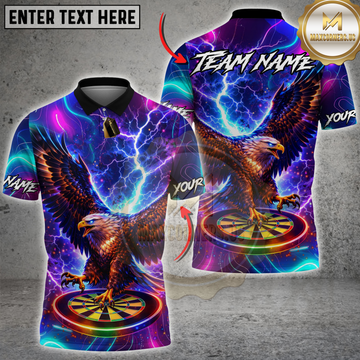 Maxcorners Darts Lightning Storm Eagle Neon Dartboard Personalized Name 3D Unisex Shirt