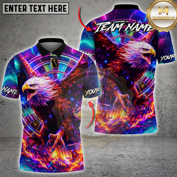 Maxcorners Darts Flaming Neon Eagle Dartboard Personalized Name 3D Unisex Shirt