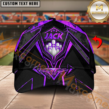 Maxcorners Bowling And Pins Abstract Grunge Texture X Multicolor Personalized Name 3D Cap