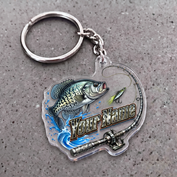 Maxcorners Crappie Fishing Rod And Lure Personalized Name 3D Keychain And Ornament