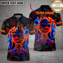 Maxcorners Bowling Neon Flame Character Multicolor Customized Name Team Name 3D Shirts