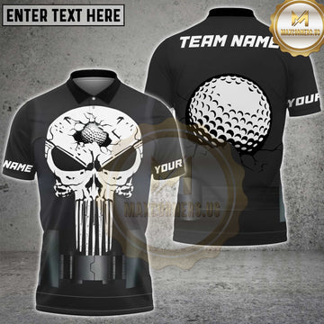 Maxcorners Golf Skull Cracked Ball Design Personalized Name 3D Unisex Shirt