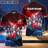 Maxcorners Bowling & Pins Light Crash Multicolor Option Customized Name, Team Name 3D Polo Shirt