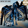 Maxcorners Marlin Fishing Blue Smoke Sun Protection Personalized Name, Team Name 3D Long Sleeve Shirt