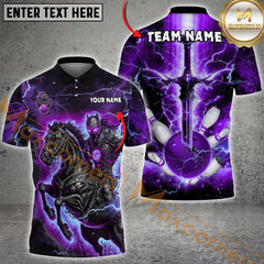 Maxcorners Fantasy Knight Thunder Lightning Pattern Bowling Jersey Multicolor Options Personalized Name, Team Name 3D Shirt