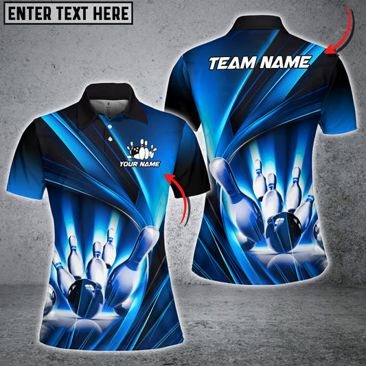 Maxcorners Bowling Colorful Rays Of Light Multicolor Option Customized Name 3D Shirt For Women (6 Colors)