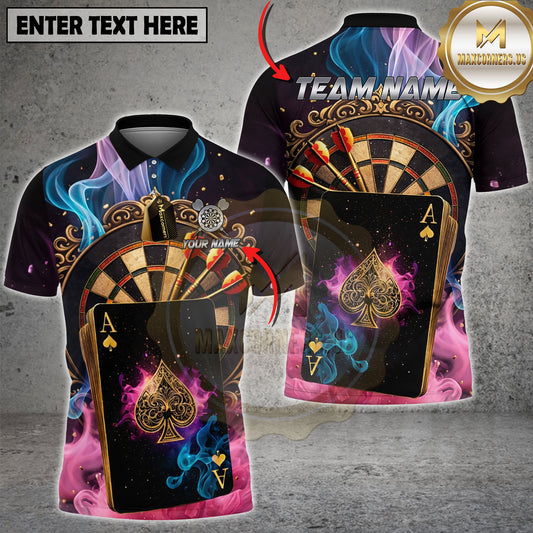 Maxcorners Dart Ace of Spades Premium Poker Style Personalized Name, Team Name 3D Polo Shirt