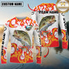 Maxcorners Burning Fishing Team Personalized Name, Team Name 3D Long Sleeve Shirt