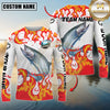 Maxcorners Burning Fishing Team Personalized Name, Team Name 3D Long Sleeve Shirt
