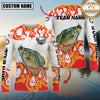 Maxcorners Burning Fishing Team Personalized Name, Team Name 3D Long Sleeve Shirt