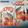 Maxcorners Burning Fishing Team Personalized Name, Team Name 3D Long Sleeve Shirt