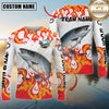 Maxcorners Burning Fishing Team Personalized Name, Team Name 3D Long Sleeve Shirt