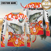 Maxcorners Burning Fishing Team Personalized Name, Team Name 3D Long Sleeve Shirt