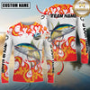 Maxcorners Burning Fishing Team Personalized Name, Team Name 3D Long Sleeve Shirt
