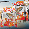 Maxcorners Burning Fishing Team Personalized Name, Team Name 3D Long Sleeve Shirt