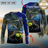 Maxcorners Ocean & Lake Fishing Personalized Name, Team Name 3D Long Sleeve Shirt (Large Mouth Bass, Walleye, Trout, Crappie, Catfish, Pike