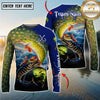 Maxcorners Ocean & Lake Fishing Personalized Name, Team Name 3D Long Sleeve Shirt (Large Mouth Bass, Walleye, Trout, Crappie, Catfish, Pike