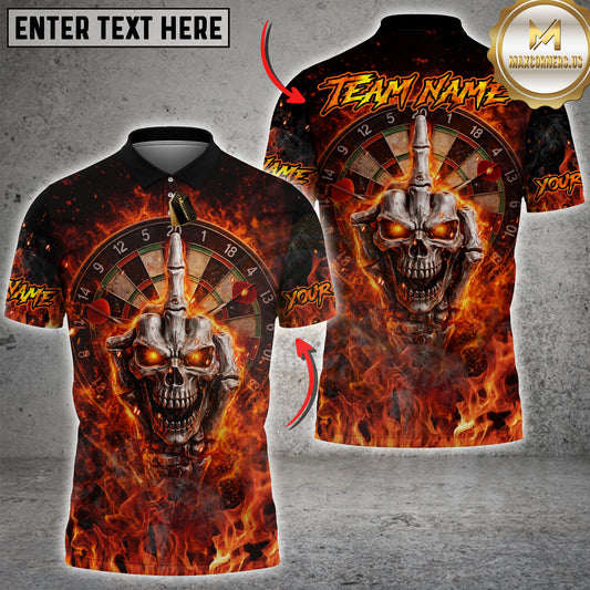 Maxcorners Darts Flaming Skeleton Hand Dartboard Multicolor Customized Name Team 3D Shirt