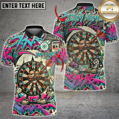 Maxcorners Darts Graffiti Drunk Dartboard Character Multicolor Customized Name, Team Name 3D Shirts