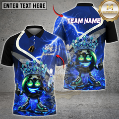 Maxcorners Bowling King Crown Fire Lightning Multicolor Customized Name, Team Name 3D Shirts