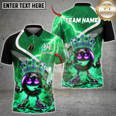 Maxcorners Bowling King Crown Fire Lightning Multicolor Customized Name, Team Name 3D Shirts