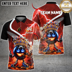 Maxcorners Bowling King Crown Fire Lightning Multicolor Customized Name, Team Name 3D Shirts