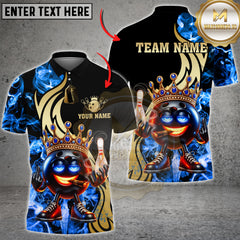 Maxcorners Bowling Royal Fire King Multicolor Customized Name, Team Name 3D Shirt
