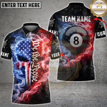 Maxcorners Billiards We The People USA 8 Ball Fire Smoke Design Personalized Name, Team Name 3D Shirt
