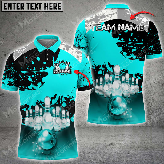 Maxcorners Bowling & Pins Sports Jersey Multicolor Option Customized Name, Team Name 3D Polo Shirt (6 Colors)