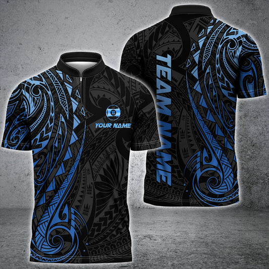 Maxcorners Billiards Sport Polynesian Tribal Cue Ball Multicolor Customized Name, Team Name 3D Shirt For Lafe