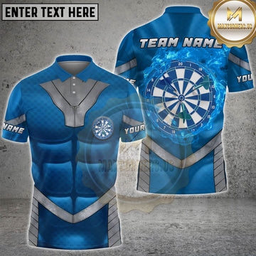 Maxcorners Darts Blue Muscle Armor Dartboard Personalized Name 3D Unisex Shirt