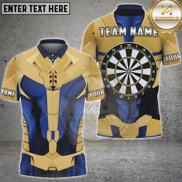 Maxcorners Darts Gold Blue  Armor Dartboard Personalized Name 3D Unisex Shirt 8