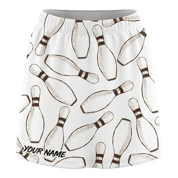 Maxcorners Bowling White Pin Pattern Personalized 3D Skirts With Shorts