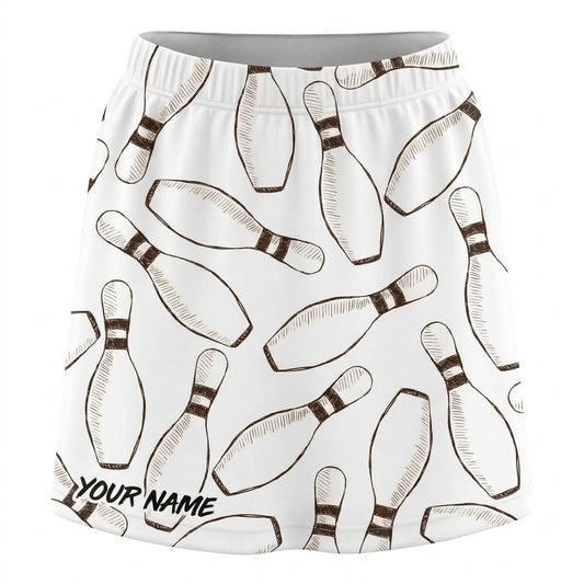 Maxcorners Bowling White Pin Pattern Personalized 3D Skirts With Shorts