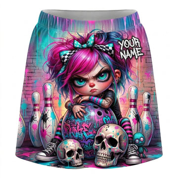 Maxcorners Bowling Punk Girl With Bowling Ball Personalized 3D Skirts With Shorts
