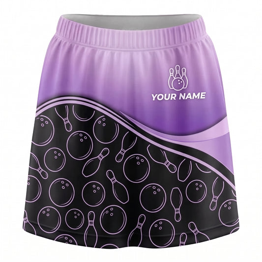 Maxcorners Bowling Purple Bubble Pattern Personalized 3D Skirts With Shorts