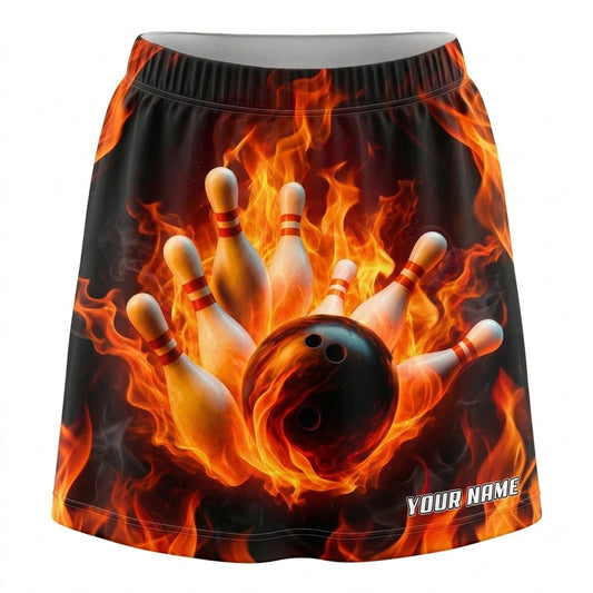 Maxcorners Bowling Inferno Burning Ball Personalized 3D Skirts With Shorts