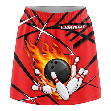 Maxcorners Bowling Comic Strike Flame Personalized 3D Skirts With Shorts