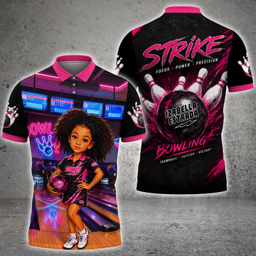Maxcorners Baby Girl Bowling Customized Name, Team Name 3D Kid Shirts For Virginia