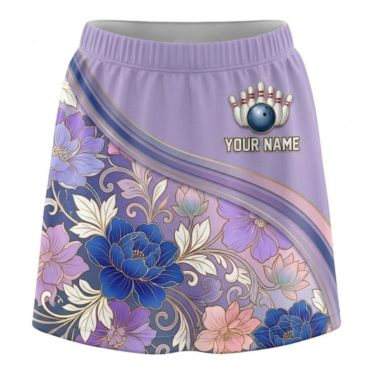 Maxcorners Bowling Blue Eye Floral Garden Personalized 3D Skirts With Shorts