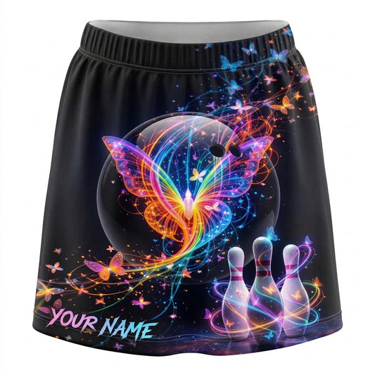 Maxcorners Bowling Glow Butterfly Ball And Pins Personalized 3D Skirts With Shorts